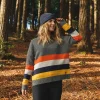 Outlet Passenger Bay Knitted Jumper Charcoal Stripe