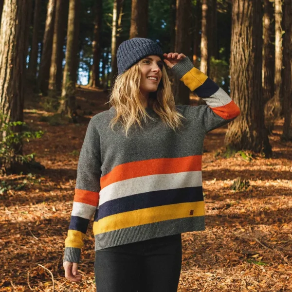 Outlet Passenger Bay Knitted Jumper Charcoal Stripe