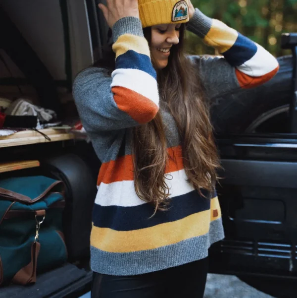 Outlet Passenger Bay Knitted Jumper Charcoal Stripe