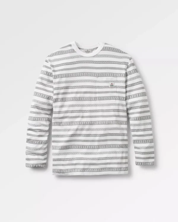 Fashion Passenger Crackle Organic Relaxed Fit LS T-Shirt White Fairisle Stripe