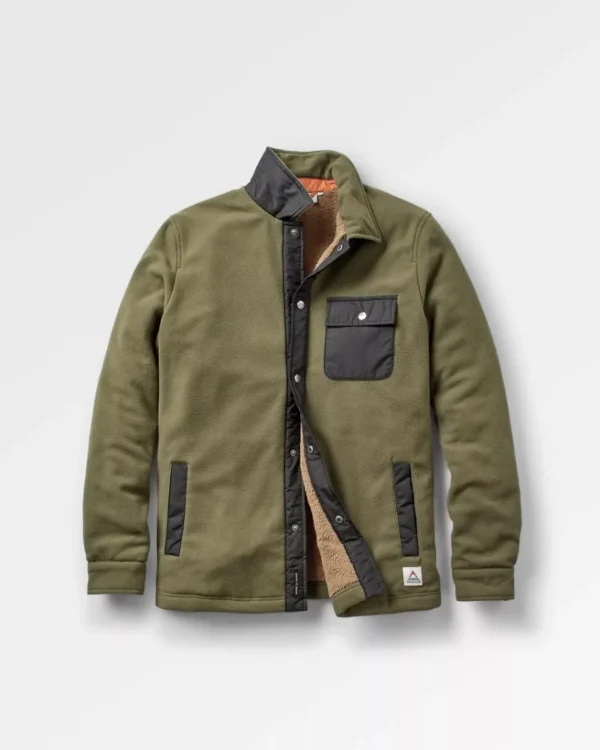 Cheap Passenger Firelight Sherpa Lined Overshirt Khaki