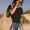 Clearance Passenger Henna Recycled Cotton Tassel T-Shirt Black