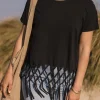Clearance Passenger Henna Recycled Cotton Tassel T-Shirt Black