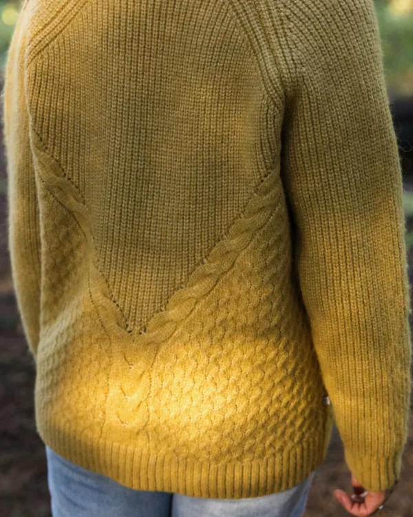 Fashion Passenger Homey Recycled Knitted Cable Cardigan Mustard Gold