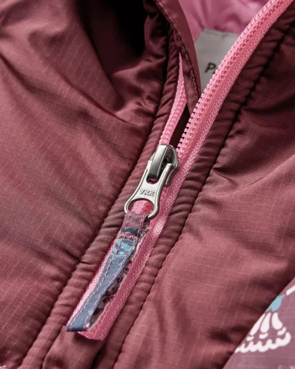 Store Passenger Ocean Recycled Insulated 1/2 Zip Jacket Boho Broken Patchwork Wine