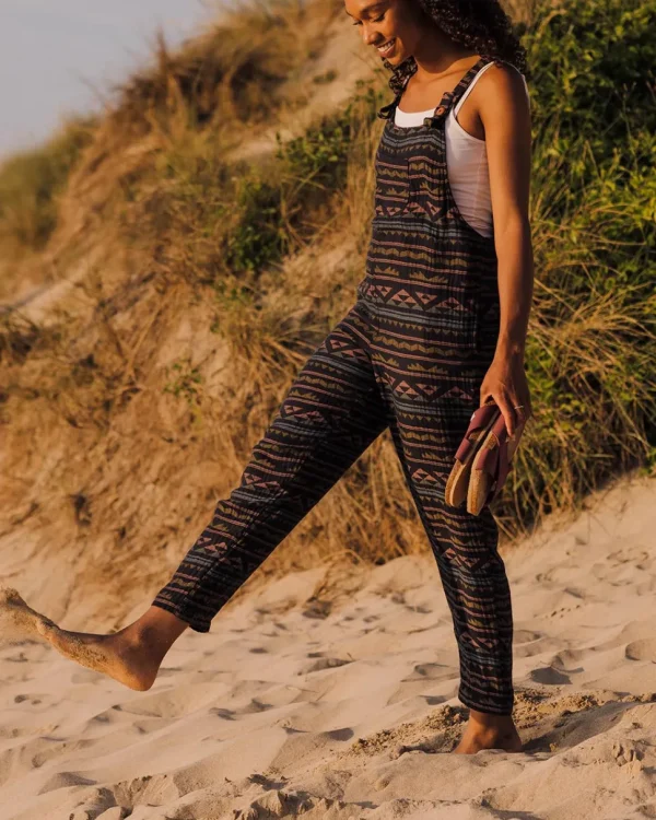 Discount Passenger Serenity Organic Cotton Dungarees Black Geo Pattern