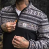 Best Sale Floris van Bommel Set Off Recycled Polar 1/4 Zip Fleece Nordic Geo Charcoal