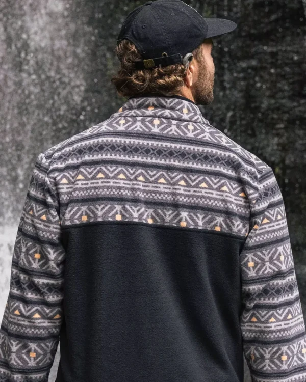 Best Sale Floris van Bommel Set Off Recycled Polar 1/4 Zip Fleece Nordic Geo Charcoal