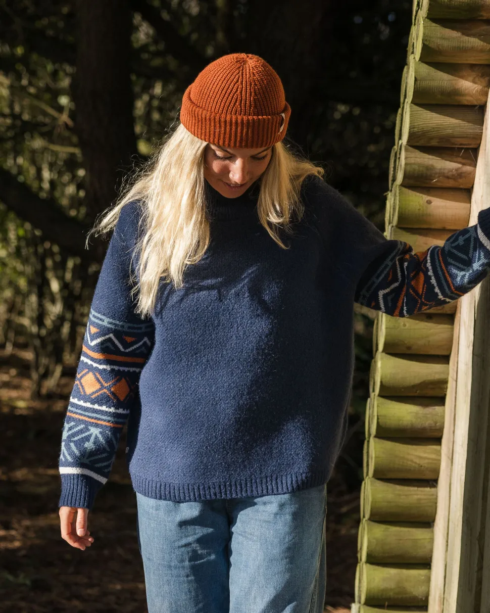 Sale Passenger Ambiance Recycled Knitted Jumper Homespun Stripe Navy