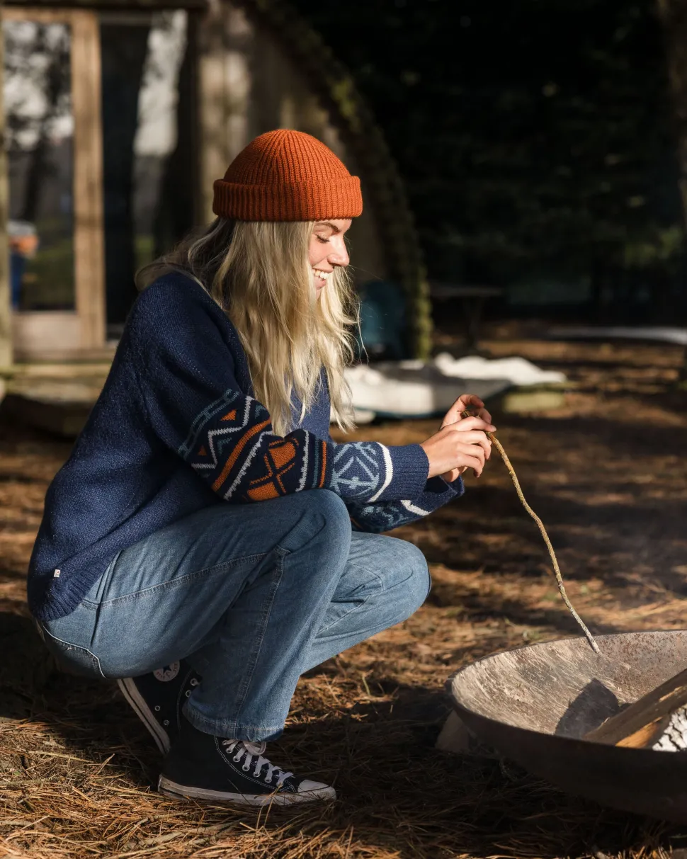 Sale Passenger Ambiance Recycled Knitted Jumper Homespun Stripe Navy