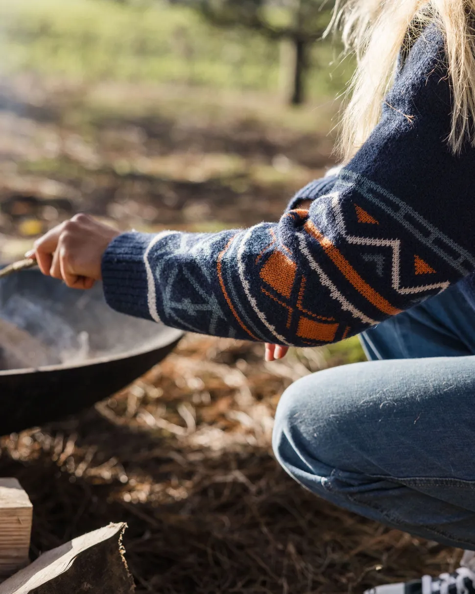 Sale Passenger Ambiance Recycled Knitted Jumper Homespun Stripe Navy