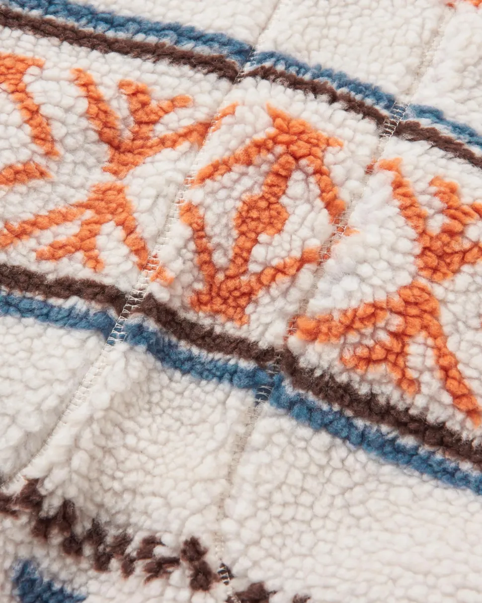 New Passenger Beaumont Recycled Sherpa Hooded Fleece Homespun Stripe Sunrise Orange