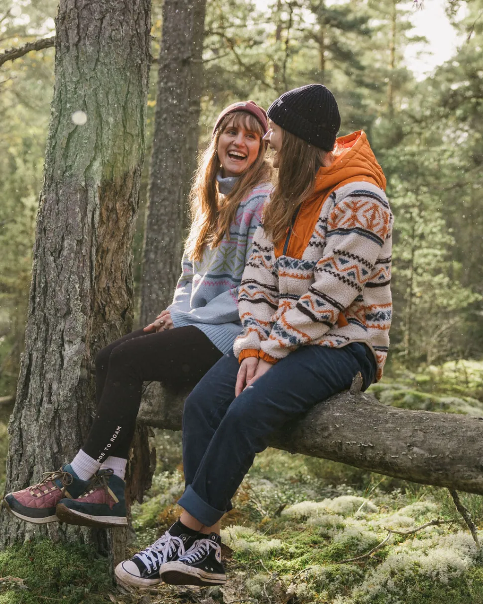 New Passenger Beaumont Recycled Sherpa Hooded Fleece Homespun Stripe Sunrise Orange