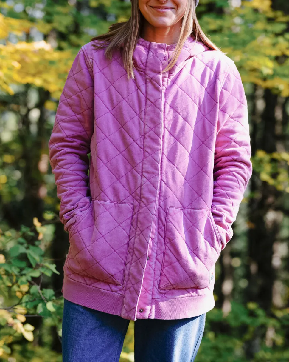 Best Sale Passenger Clementine Recycled Quilted Popper Up Hoodie Mauve Haze