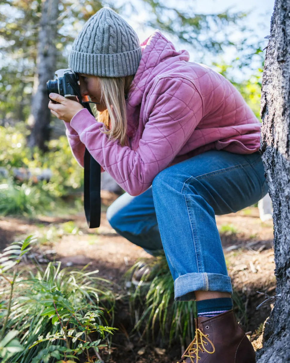 Best Sale Passenger Clementine Recycled Quilted Popper Up Hoodie Mauve Haze