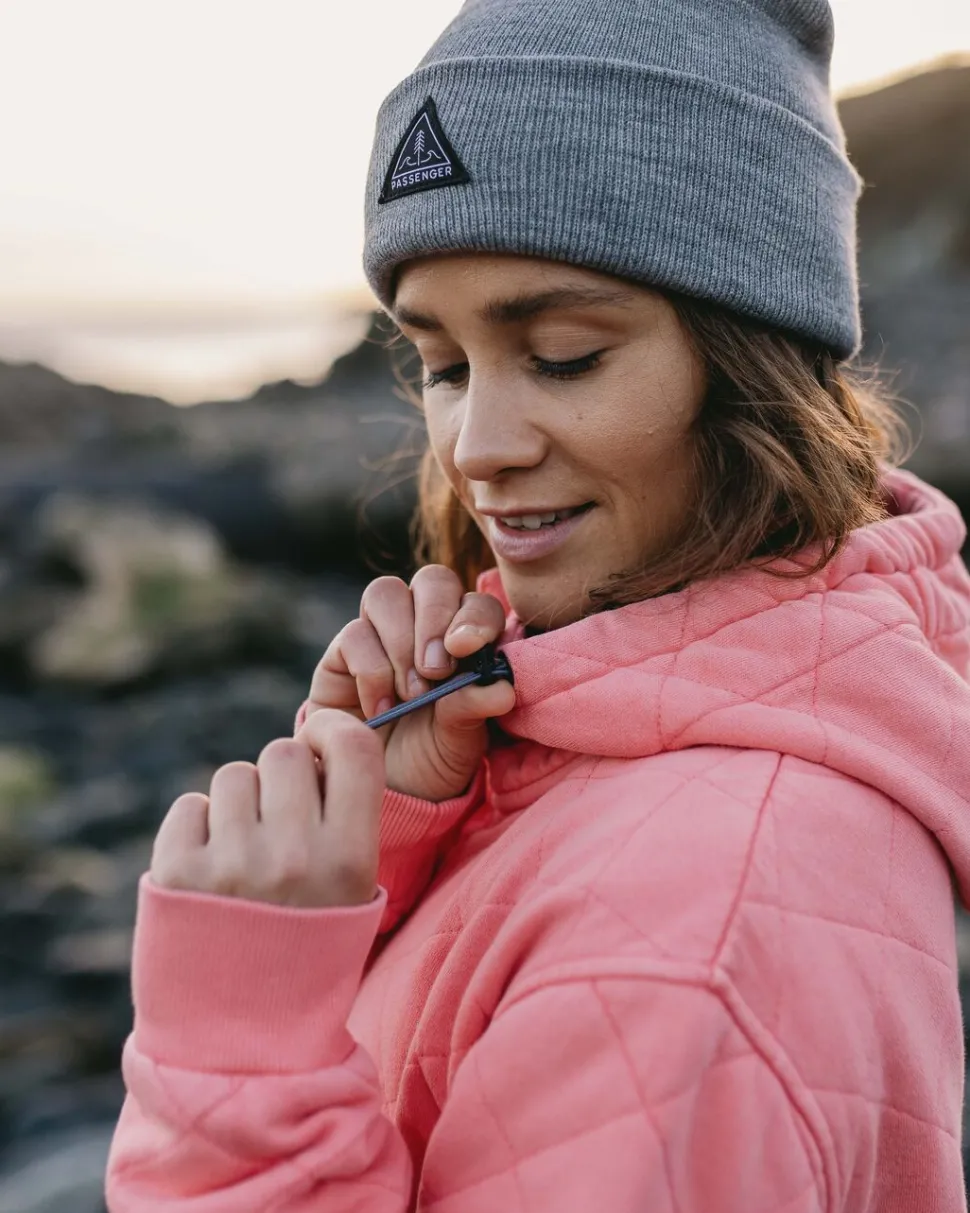 Best Sale Passenger Clementine Recycled Quilted Popper Up Hoodie Shell Pink