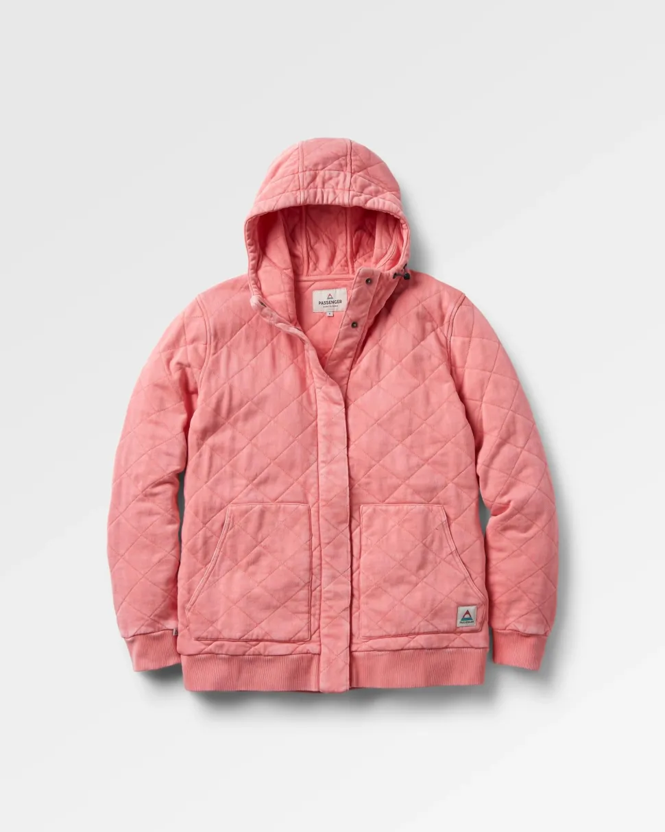 Best Sale Passenger Clementine Recycled Quilted Popper Up Hoodie Shell Pink