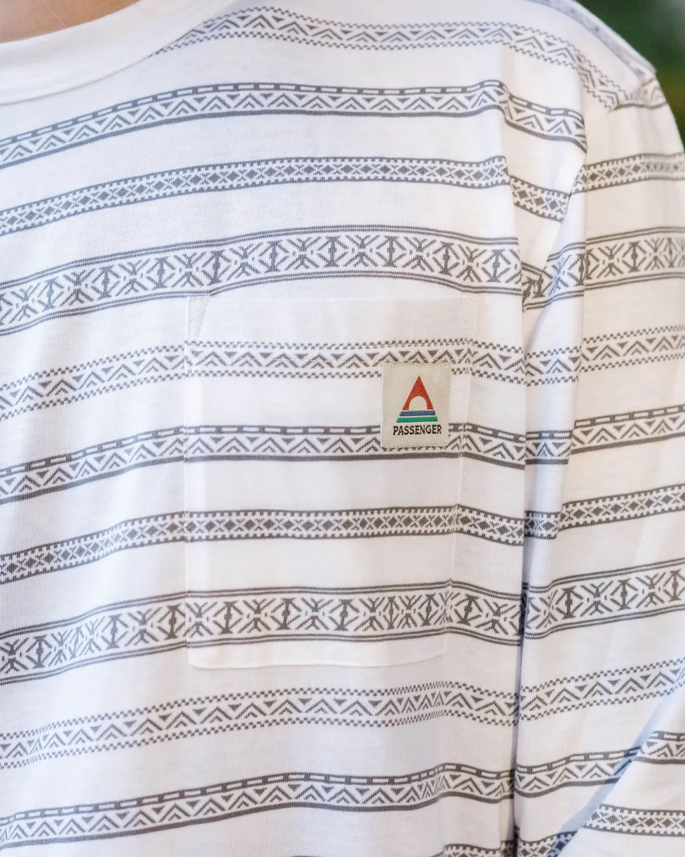 Fashion Passenger Crackle Organic Relaxed Fit LS T-Shirt White Fairisle Stripe