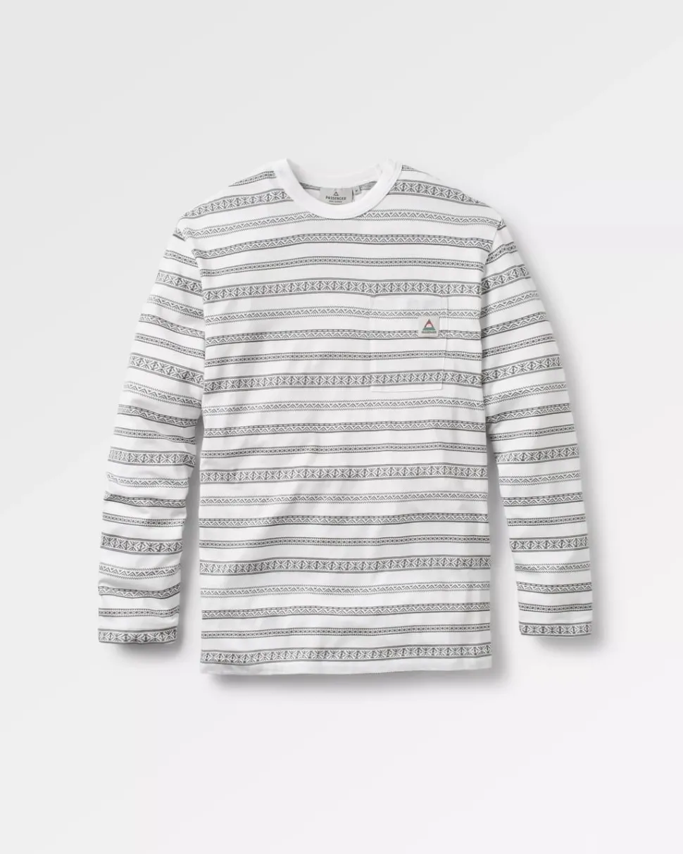Fashion Passenger Crackle Organic Relaxed Fit LS T-Shirt White Fairisle Stripe