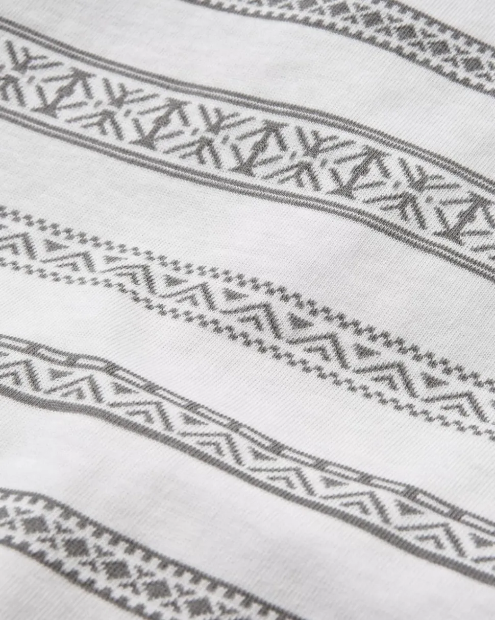 Fashion Passenger Crackle Organic Relaxed Fit LS T-Shirt White Fairisle Stripe