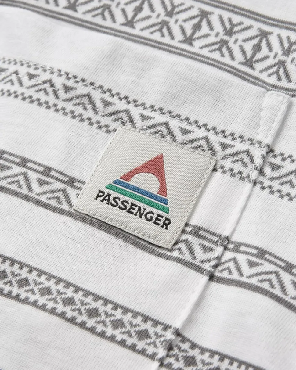 Fashion Passenger Crackle Organic Relaxed Fit LS T-Shirt White Fairisle Stripe