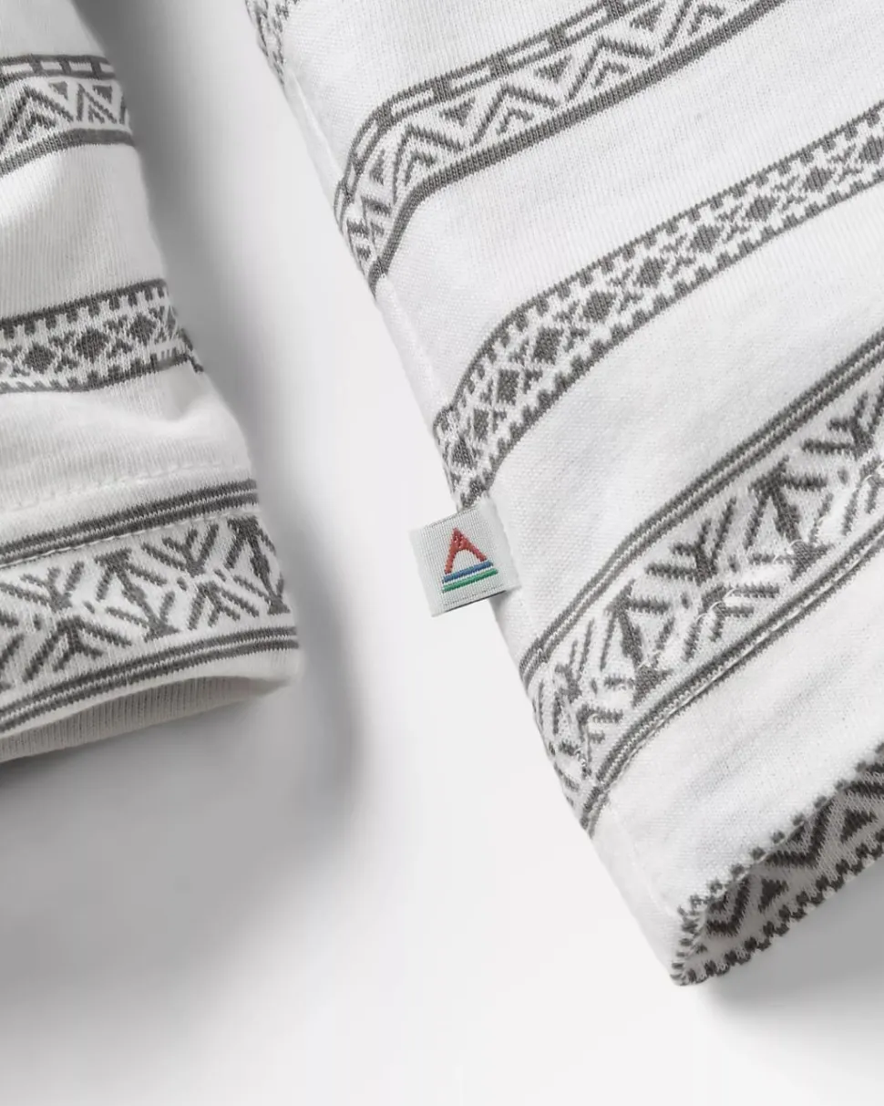 Fashion Passenger Crackle Organic Relaxed Fit LS T-Shirt White Fairisle Stripe