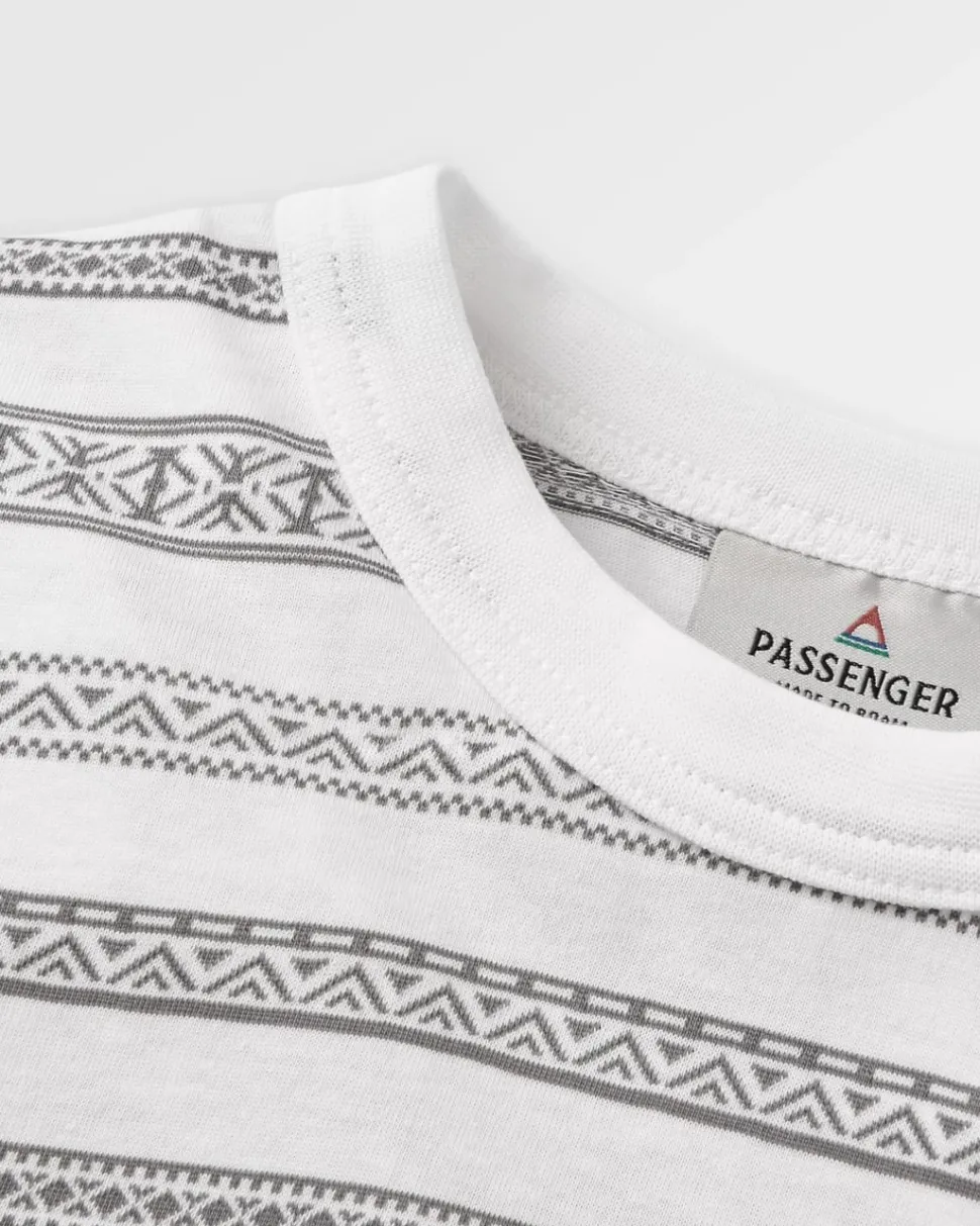 Fashion Passenger Crackle Organic Relaxed Fit LS T-Shirt White Fairisle Stripe