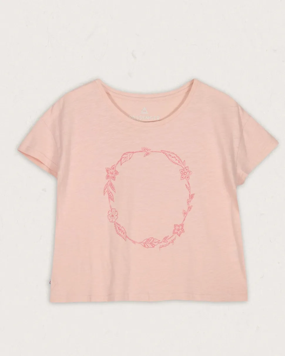 New Passenger Daisy Chain Recycled Cotton T-Shirt Peach Whip