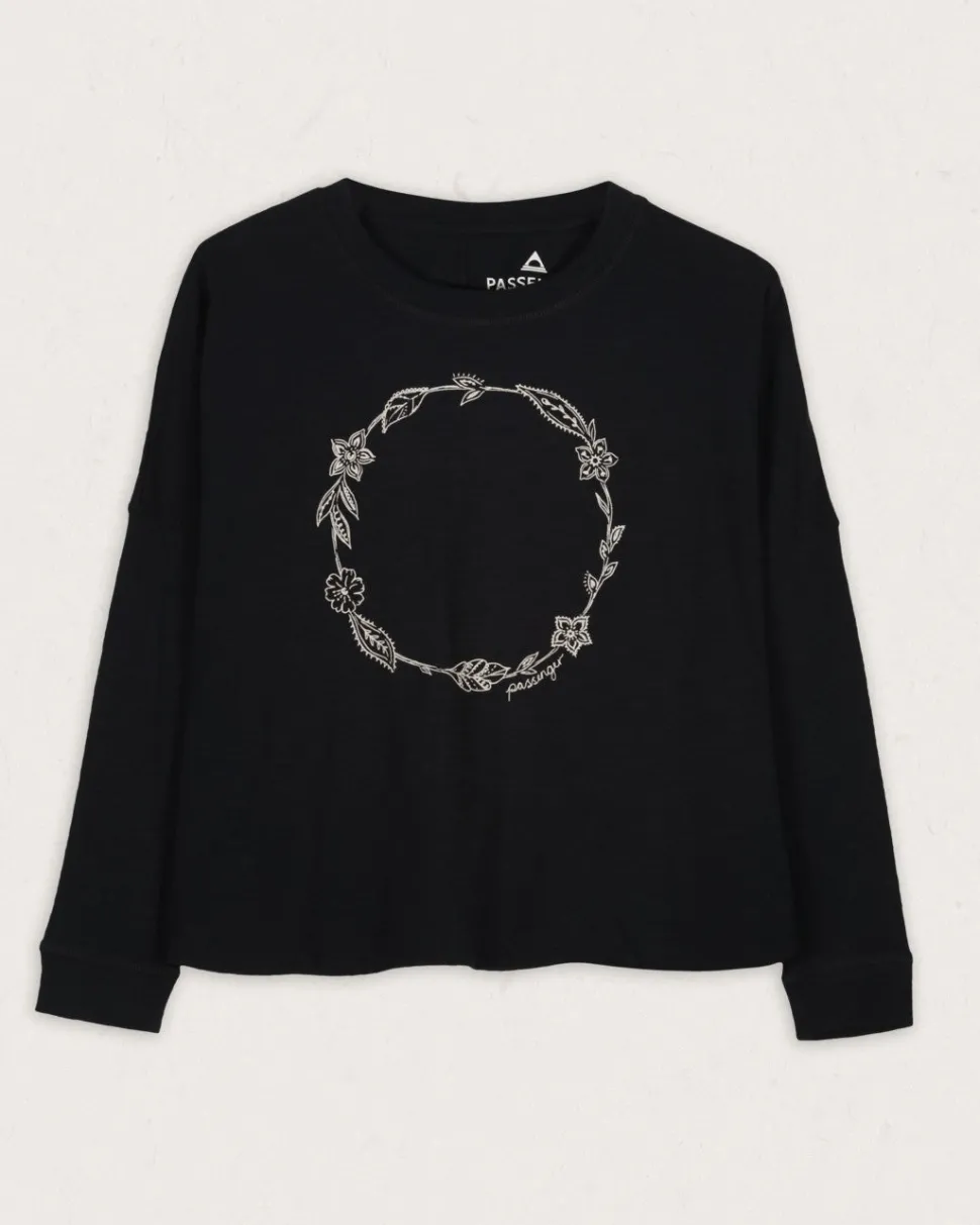 Clearance Passenger Daisy Chain Recycled Cotton LS T-Shirt Black