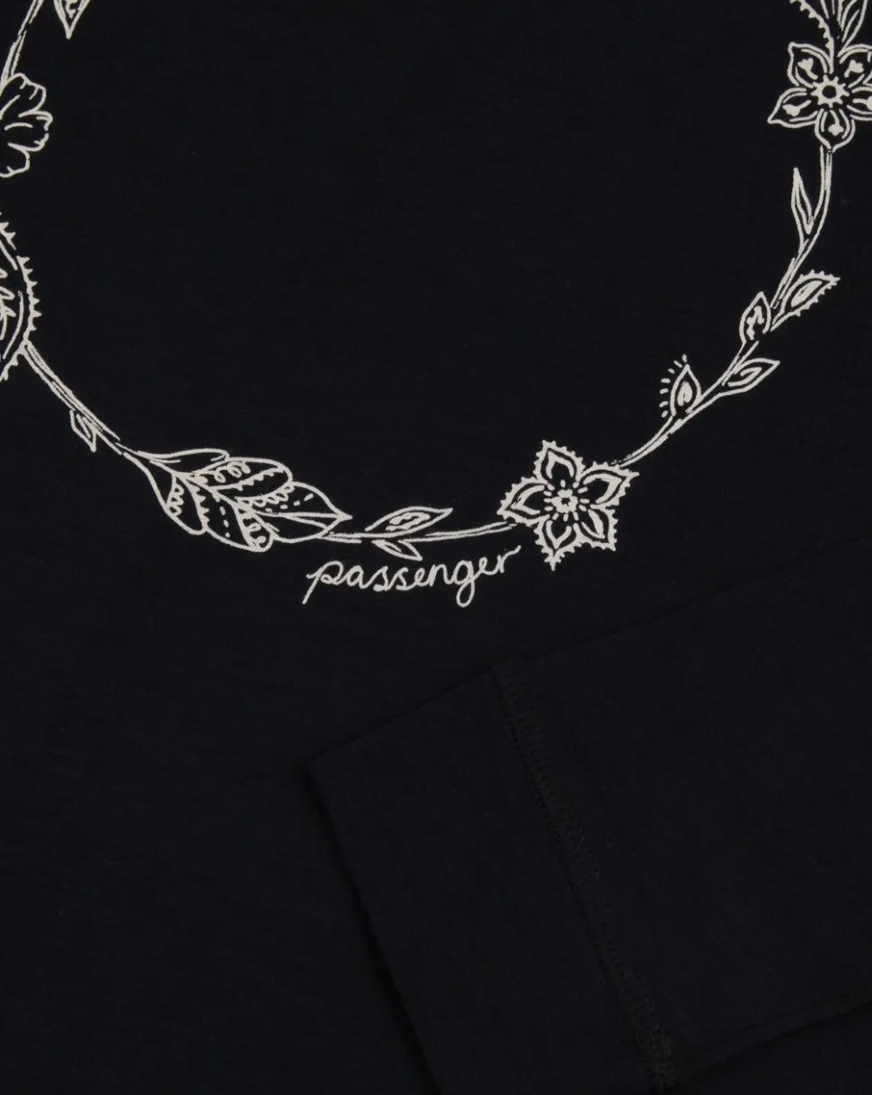 Clearance Passenger Daisy Chain Recycled Cotton LS T-Shirt Black