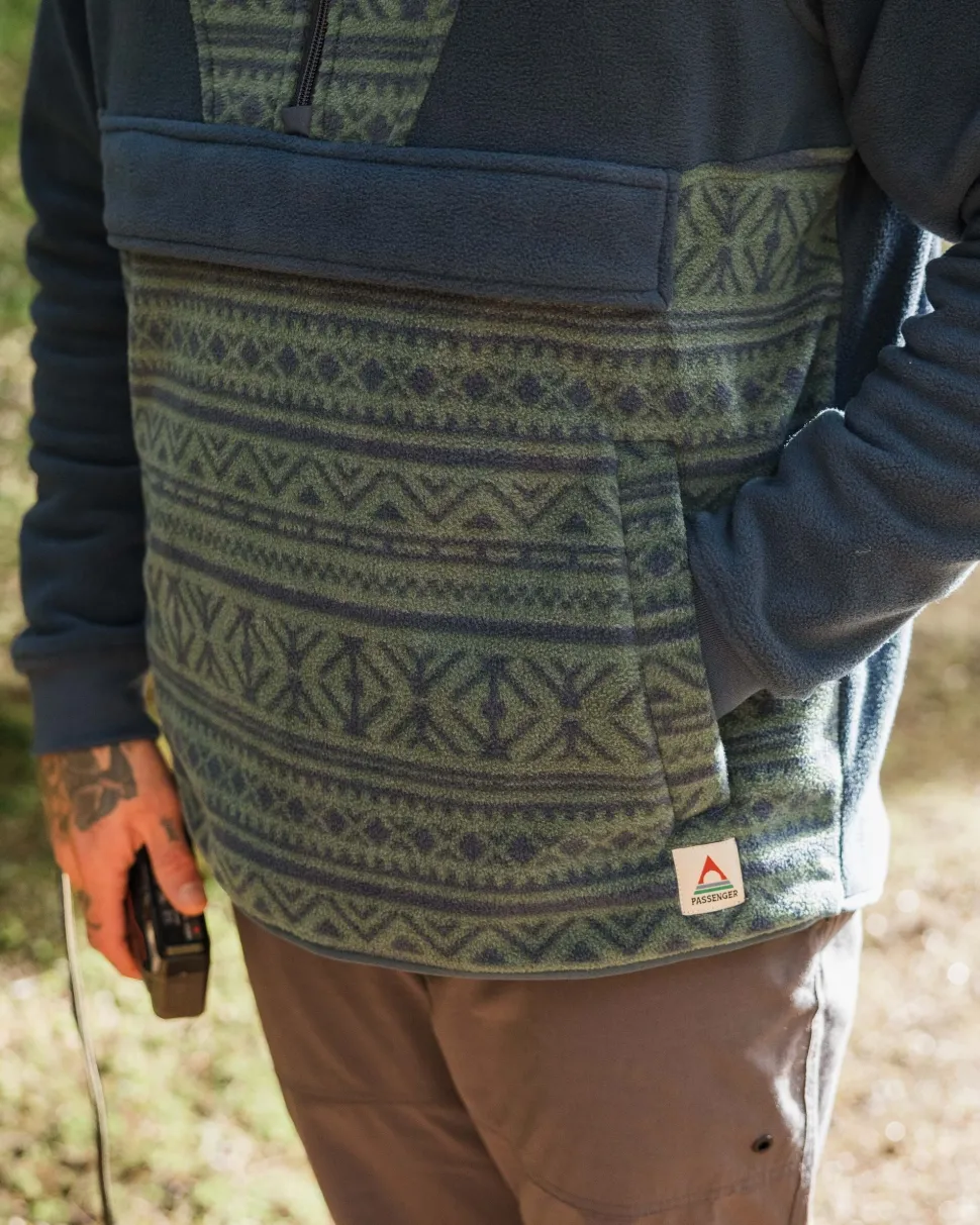 Online Passenger Edge Hooded 1/2 Zip Polar Fleece Nordic Geo Deep Ocean