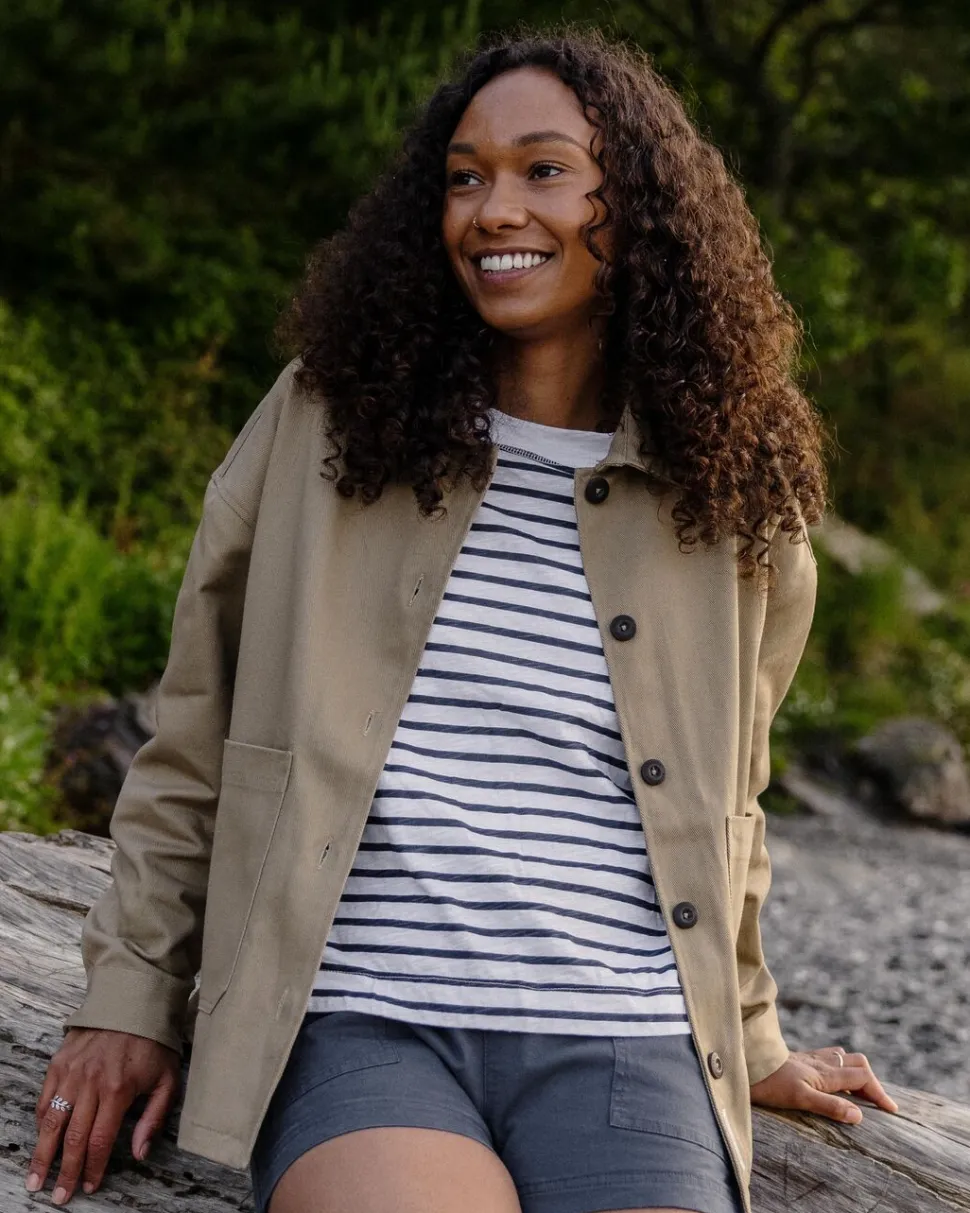 Outlet Passenger Forrest Organic Cotton Oversized Twill Overshirt Biscuit