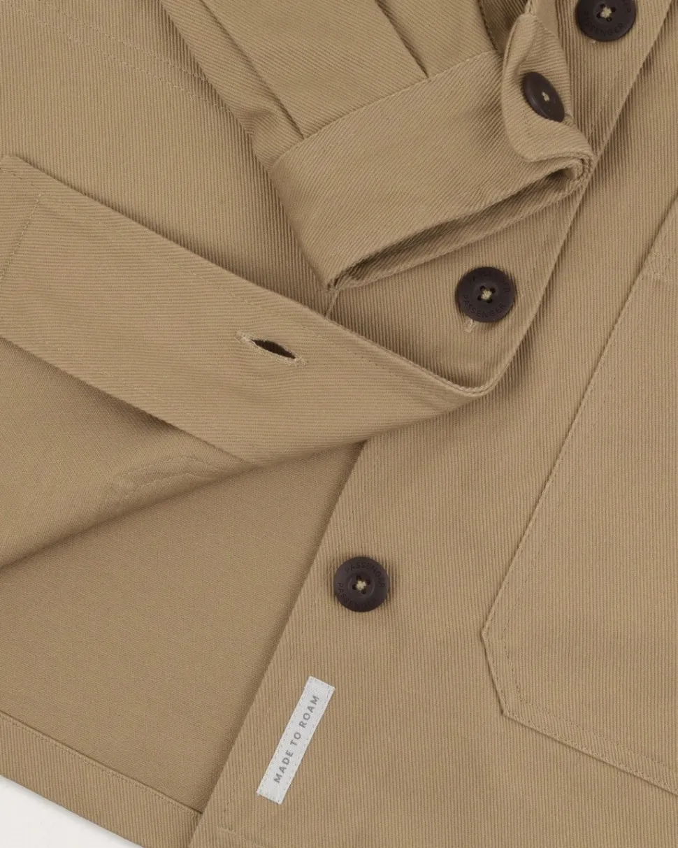 Outlet Passenger Forrest Organic Cotton Oversized Twill Overshirt Biscuit