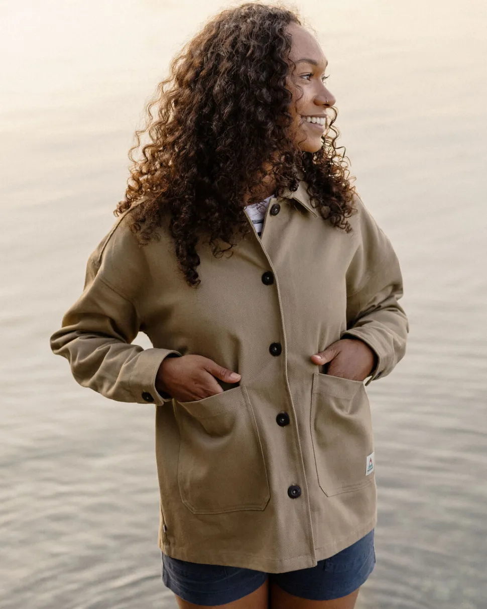 Outlet Passenger Forrest Organic Cotton Oversized Twill Overshirt Biscuit