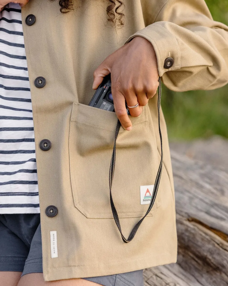 Outlet Passenger Forrest Organic Cotton Oversized Twill Overshirt Biscuit