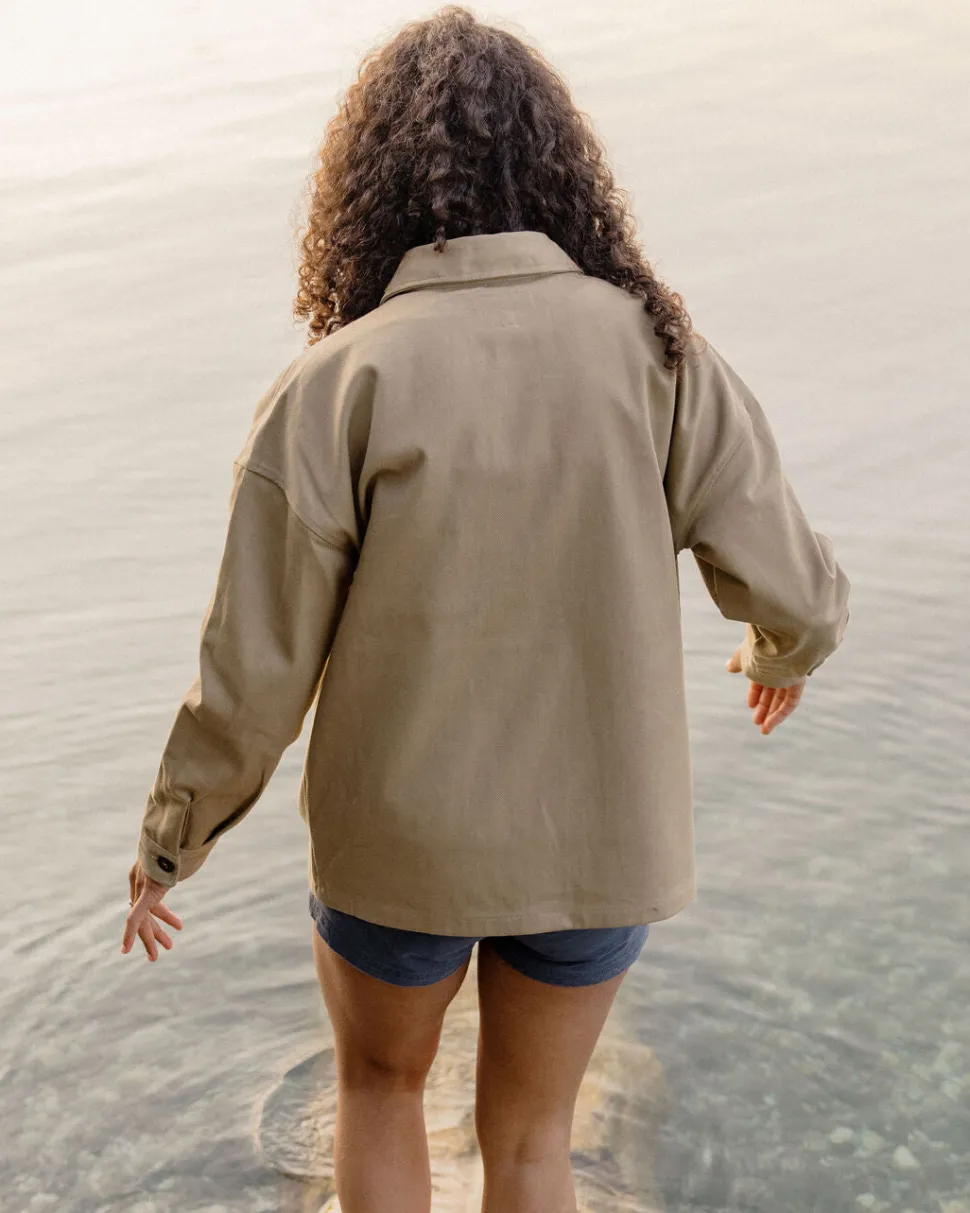 Outlet Passenger Forrest Organic Cotton Oversized Twill Overshirt Biscuit