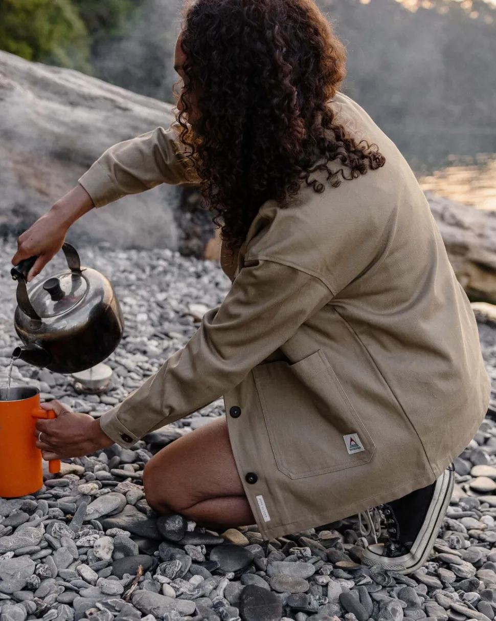 Outlet Passenger Forrest Organic Cotton Oversized Twill Overshirt Biscuit