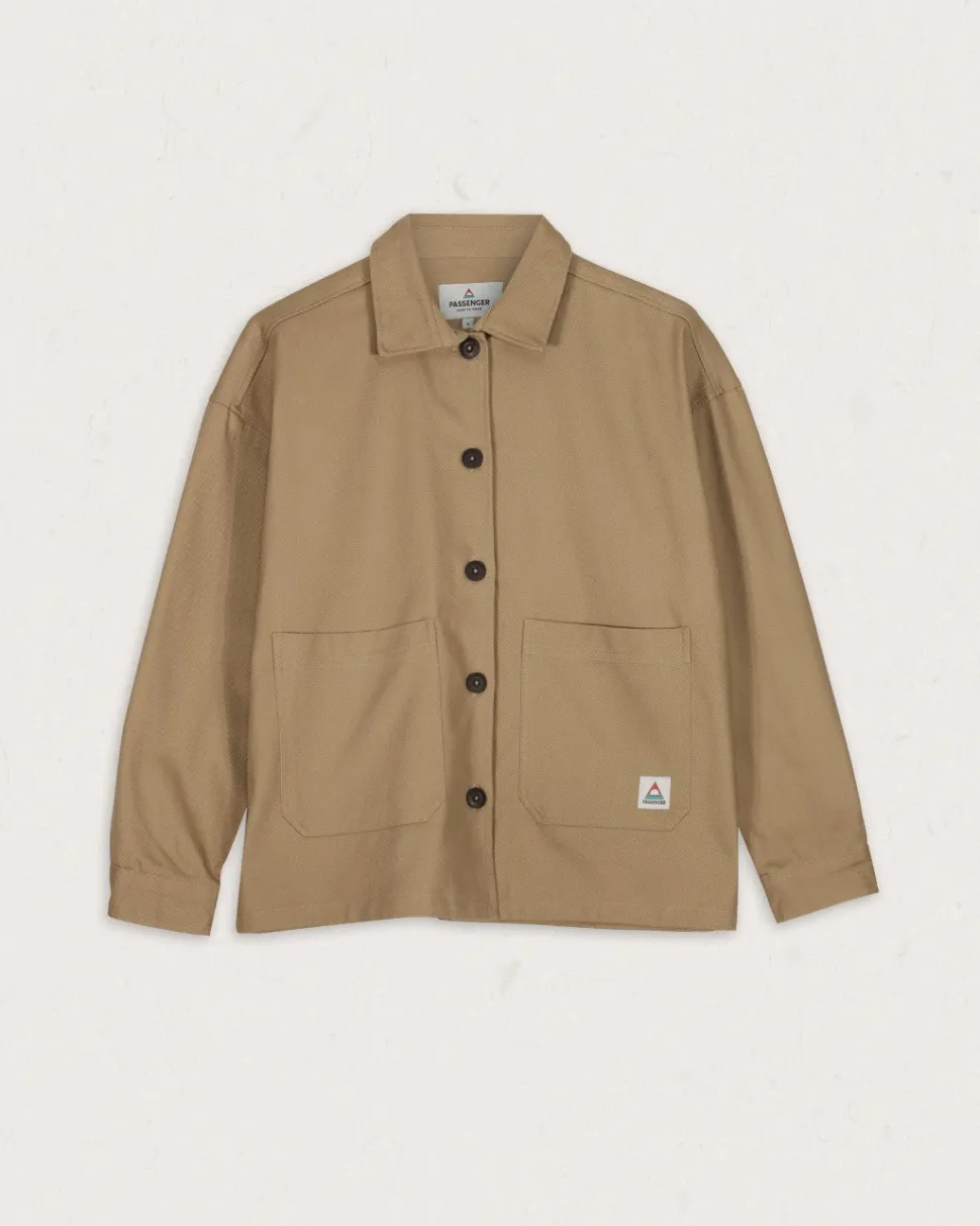 Outlet Passenger Forrest Organic Cotton Oversized Twill Overshirt Biscuit