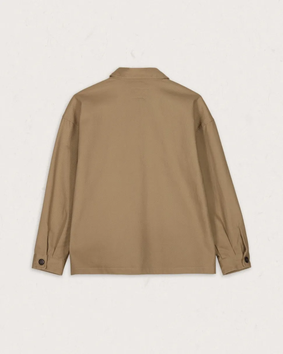 Outlet Passenger Forrest Organic Cotton Oversized Twill Overshirt Biscuit