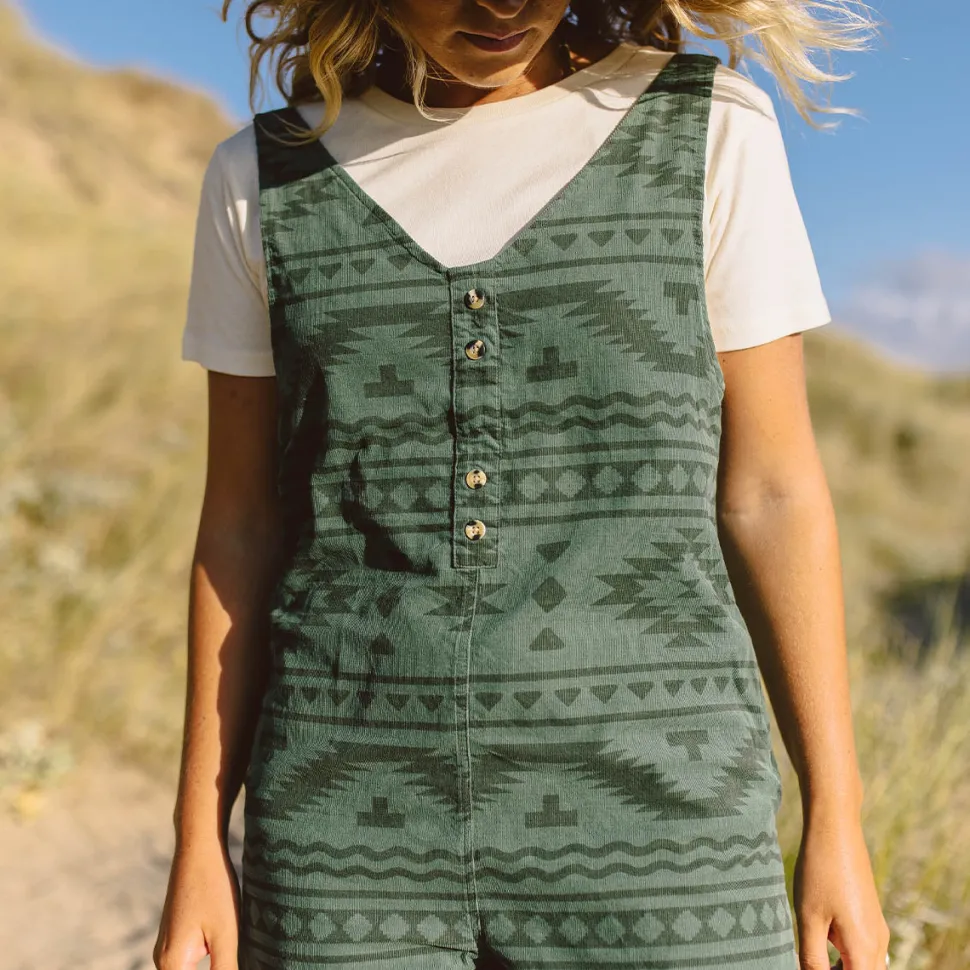Clearance Passenger Fun Days Recycled Cord Playsuit Dark Ivy Adrift