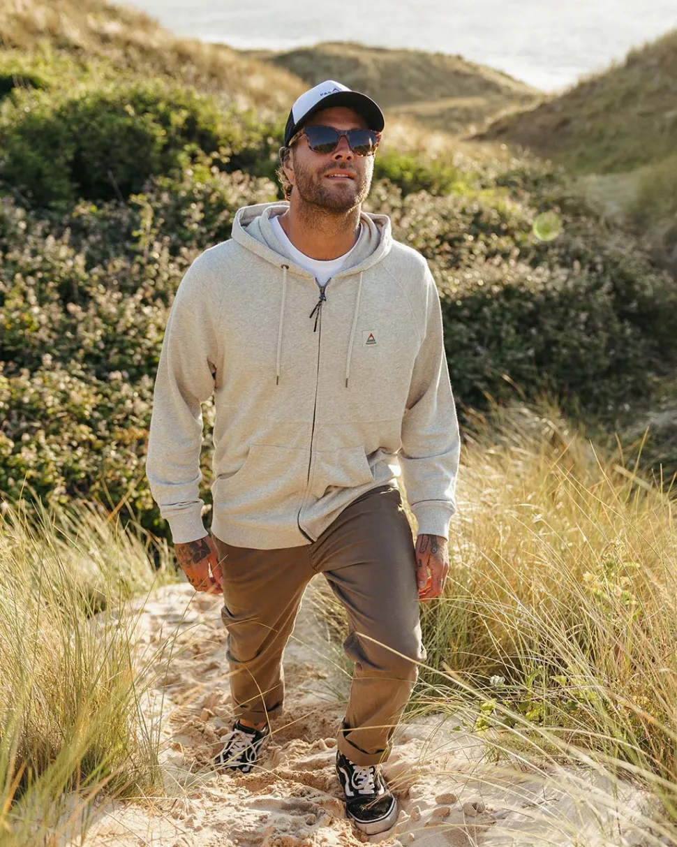 Store Passenger Heritage Full Zip Recycled Cotton Hoodie Grey Marl