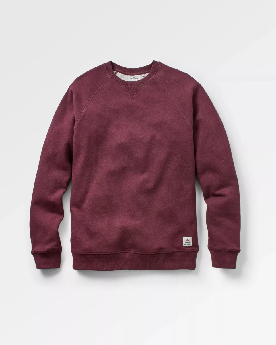 Online Passenger Heritage Organic Cotton Sweatshirt Wine Marl