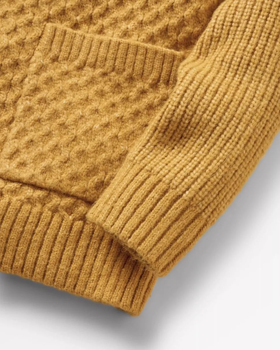 Fashion Passenger Homey Recycled Knitted Cable Cardigan Mustard Gold