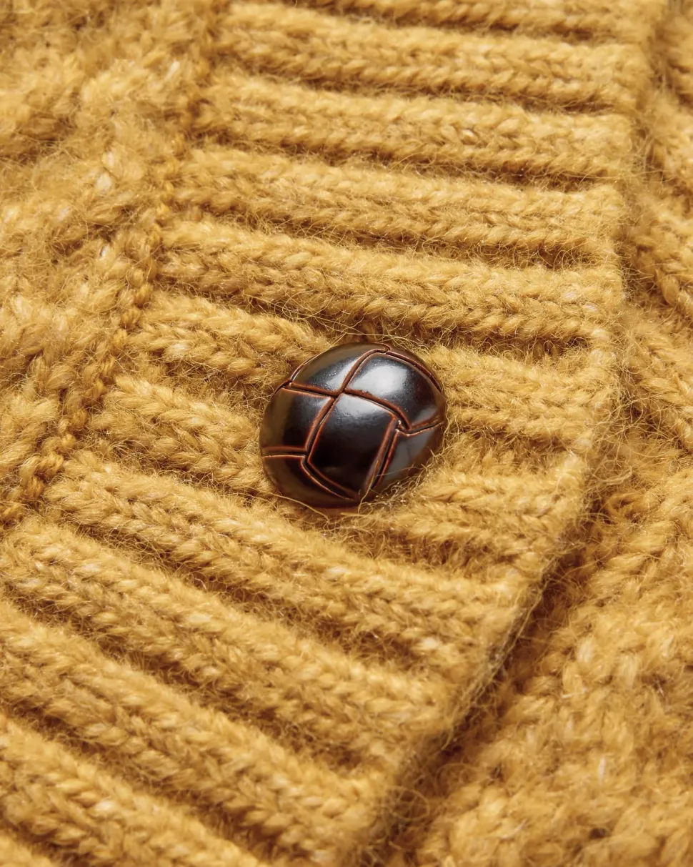 Fashion Passenger Homey Recycled Knitted Cable Cardigan Mustard Gold