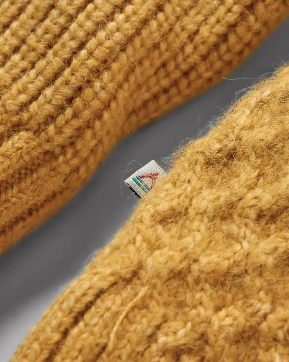 Fashion Passenger Homey Recycled Knitted Cable Cardigan Mustard Gold