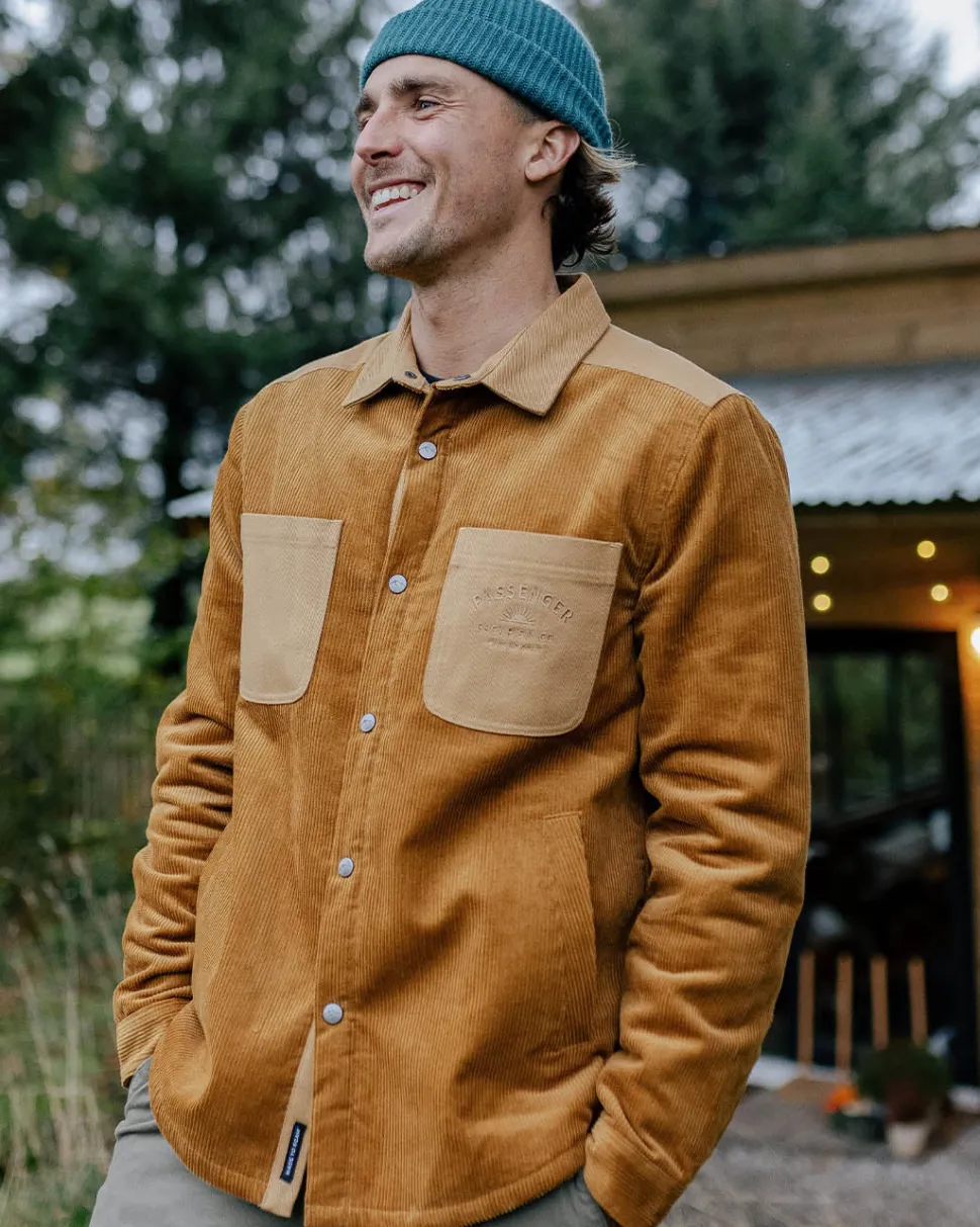 Online Passenger Kodiak Sherpa Lined Cord Overshirt Golden Brown