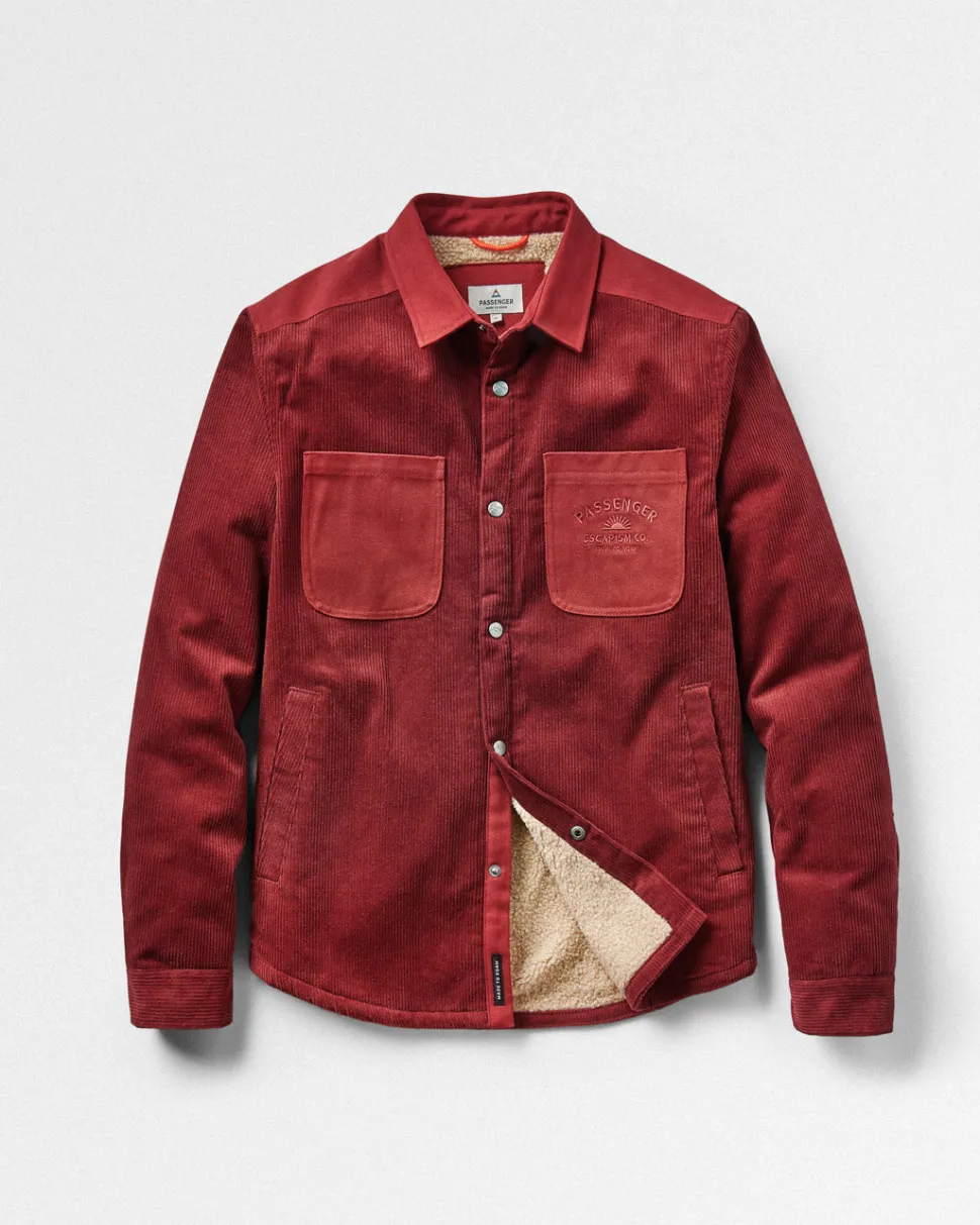 Best Passenger Kodiak Sherpa Lined Cord Overshirt Russet Brown