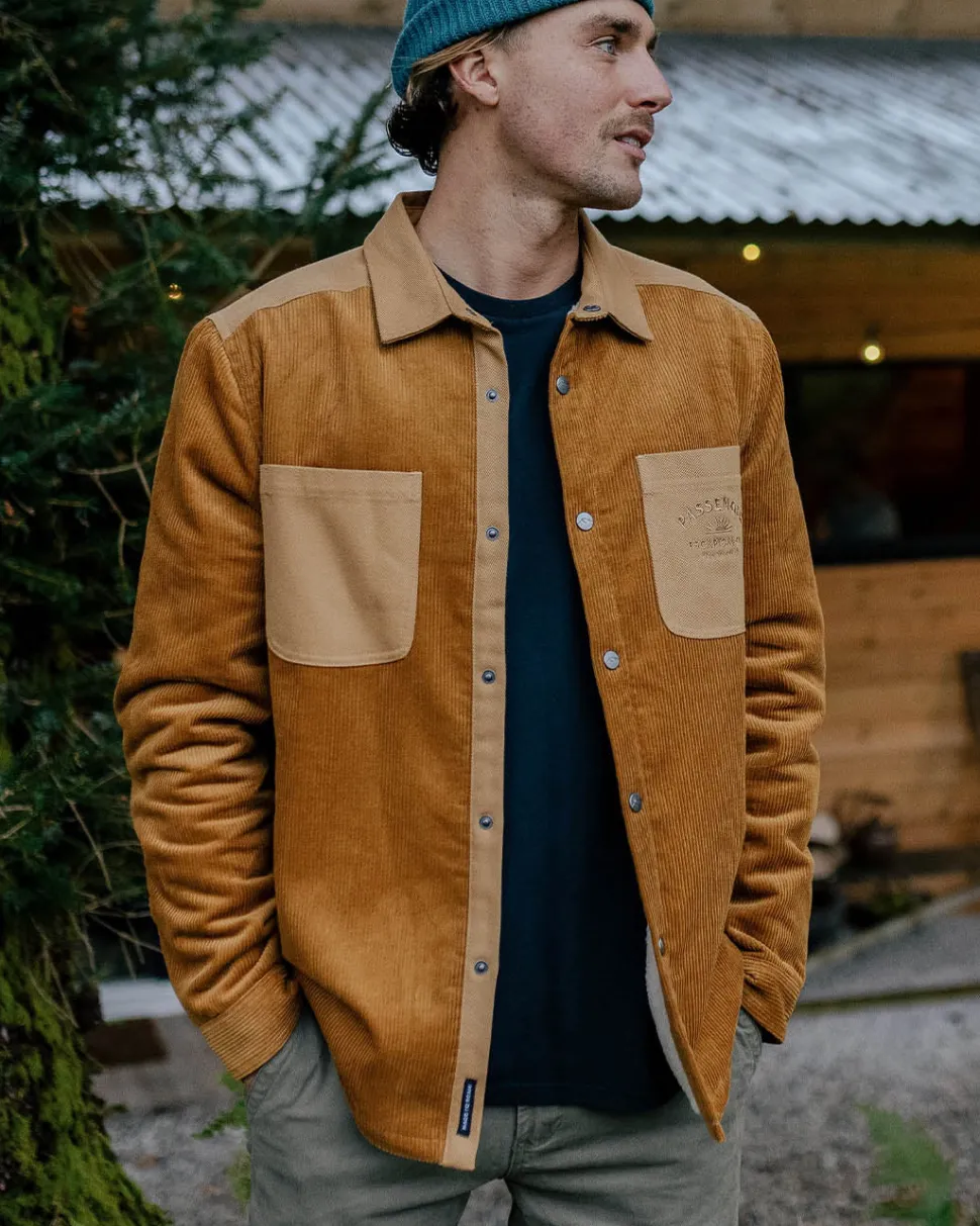 Online Passenger Kodiak Sherpa Lined Cord Overshirt Golden Brown