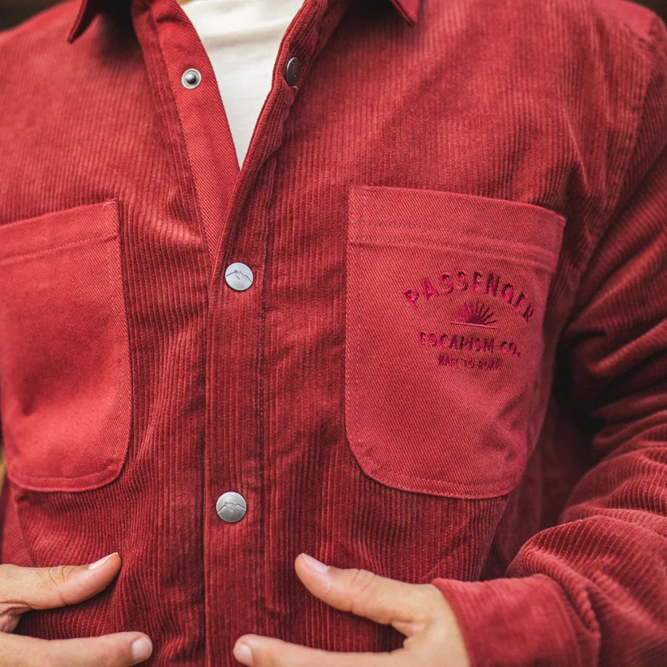 Best Passenger Kodiak Sherpa Lined Cord Overshirt Russet Brown