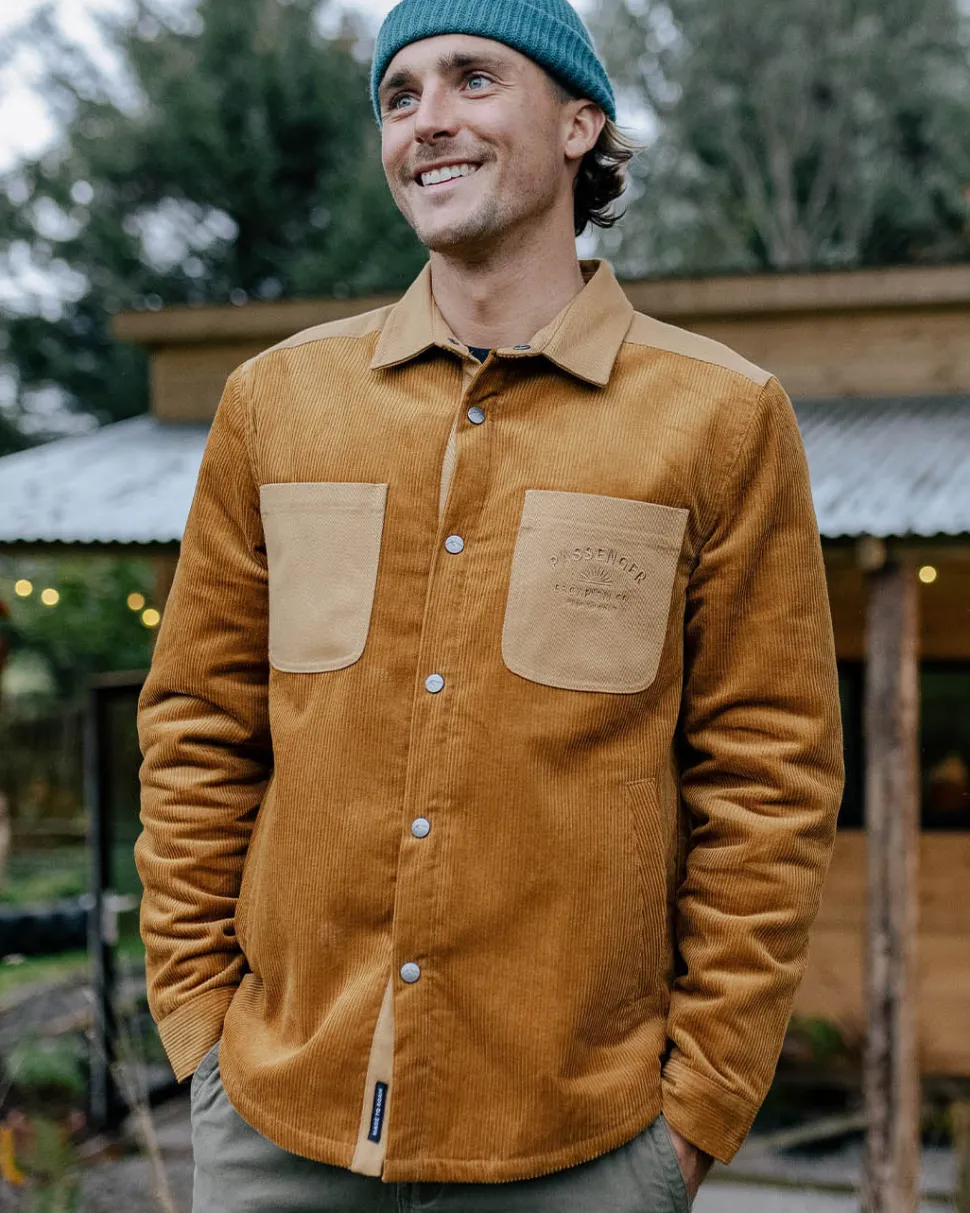 Online Passenger Kodiak Sherpa Lined Cord Overshirt Golden Brown